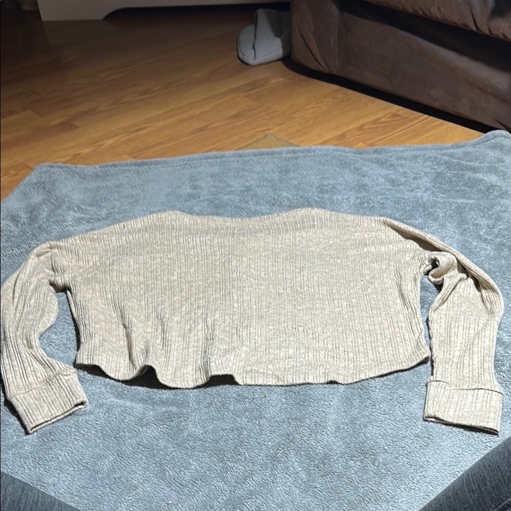 Hollister Tan Ribbed Crop Blouse - Picture 6 of 6